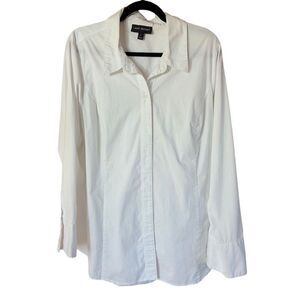 Lane Bryant Women's White Button-Up Shirt Size 18 Long Sleeve Workwear